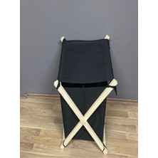 Elite Ahşap Kirli Çamaşır Sepeti Siyah Katlanır 1 Adet