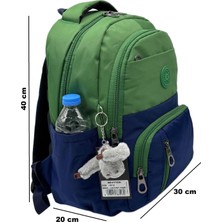Ilk Okul Çantası 3'lü Seti Unisex Çocuk Ilkokul Çantası BVT-8010 Yeşil-Lacivert