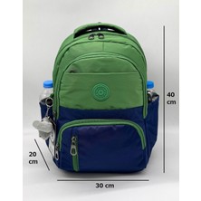 Ilk Okul Çantası 3'lü Seti Unisex Çocuk Ilkokul Çantası BVT-8010 Yeşil-Lacivert