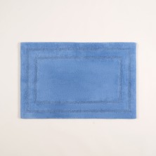Solıd Çift Taraflı Pamuk %100 Pamuk Banyo Paspası 60X90 cm Mavi