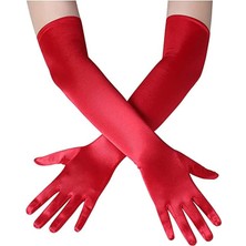 Nessi World Nessiworld   Uzun Boy Ekstra Parlak Saten Eldiven Kırmızı Renk