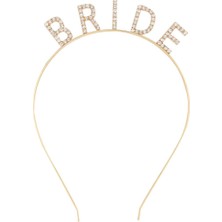 Nessiworld Altın Gold Renk Bekarlığa Veda Kristal Taş Bride Tacı Ithal 16X10 cm