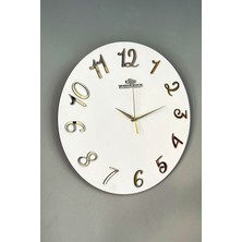 Dekoratif Aynalı Plexiglass Türkçe Rakam Duvar Saati Sessiz Mekanizma 37X.37CM ( Beyaz-Gold )
