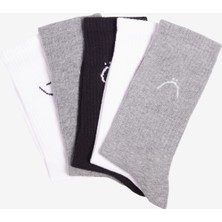 Altınyıldız Classics Erkek Siyah-Beyaz-Gri Desenli 5'li Soket Çorap