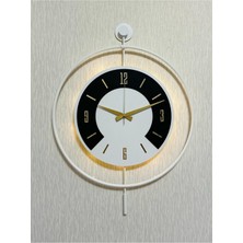 50X70 cm Metal Ahşap ve Işığın Muhteşem Uyumu Duvar Saati Dekoratif