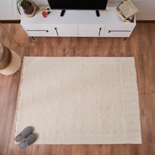 Evidea Soft Ruut Rutenna Halı - Ekru - 120X180 cm