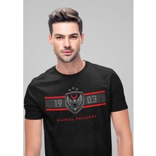 Kartal Pençesi Bisiklet Yaka Yüksek Kalite Baskılı Siyah T-shirt