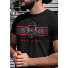 Kartal Pençesi Bisiklet Yaka Yüksek Kalite Baskılı Siyah T-shirt
