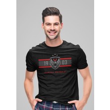 Kartal Pençesi Bisiklet Yaka Yüksek Kalite Baskılı Siyah T-shirt