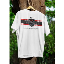 Kartal Pençesi Bisiklet Yaka Yüksek Kalite Baskılı Beyaz T-shirt