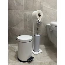 Lilyum Banyo Tuvalet Kağıtlık Askılı Fırçalı ve Çöp Kovası Seti