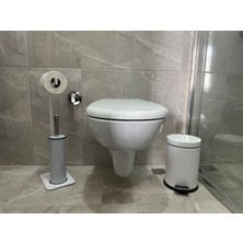 Lilyum Banyo Tuvalet Kağıtlık Askılı Fırçalı ve Çöp Kovası Seti