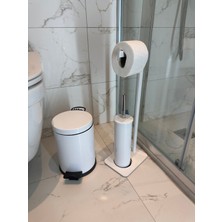 Lilyum Banyo Tuvalet Kağıtlık Askılı Fırçalı ve Çöp Kovası Seti