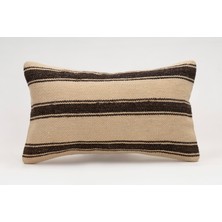 El Yapımı Kilimden Yapılmış Vintage Kırlent Kılıfı, Yün, 30X50 cm