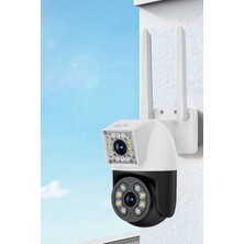 4mp Iç ve Dış Mekan Uyumlu Ip Kamera IP66 Sertifikalı Hareket Takip Dual Lens Güvenlik Kamerası