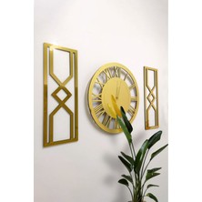 3'lü Kum Saati Dekoratif Duvar Saati Tablo Saat (Altın)