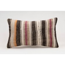 El Yapımı Kilimden Yapılmış Vintage Kırlent Kılıfı, Yün, 30X50 cm