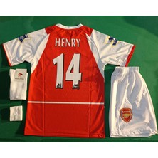Arsanal Henry Nostaljı Kırmızı  Çocuk Futbol Forması  4lü Set Forma+Şort+Çorp+Bilrklik