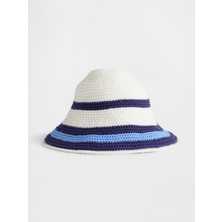 Gap Bebek Beyaz Çizgili Örgü Bucket Şapka