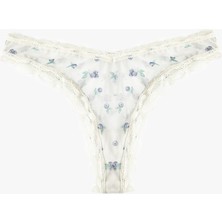 Koton Dantel Detaylı Tül Yaban Mersini Baskılı Brazilian Külot