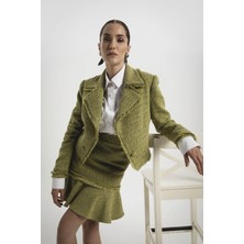 Kadın Yeşil Mira Jacket Düğmeli Kışlık Ceket