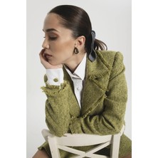 Kadın Yeşil Mira Jacket Düğmeli Kışlık Ceket