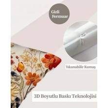 Ovua Çiçek Desenli 3 Boyutlu Kırlent Kılıfı 1 Adet