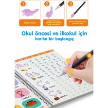 Harfleri ve Sayıları Yazmayı Kolayca Öğreten Kitap | Sihirli Uçan Kalemli Oluklu (Kabartmalı) Kitap