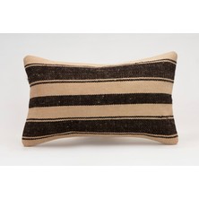 El Yapımı Kilimden Yapılmış Vintage Kırlent Kılıfı, Yün, 30X50 cm