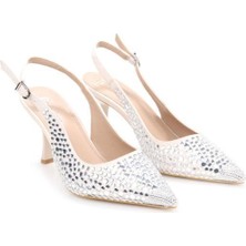 Pisagor PS-32150 Kadın 7 cm Arkası Açık Abiye Stiletto Ayakkabı
