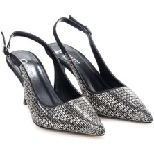 Pisagor PS-31971 8 cm Topuklu Kadın Taşlı Arkası Açık Stiletto Abiye Ayakkabı