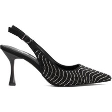 Pisagor PS-32340 cm Topuklu Kadın Taşlı Arkası Açık Stiletto Abiye Ayakkabı
