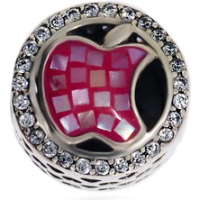 Kadın Kırmızı Elma Model Gümüş Charm