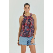 Pileli Bohem Tarz Kolsuz Bluz