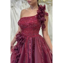 Bordo Asimetrik Yaka Nişanlık 7979