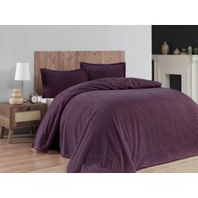 Merinos Modern Line 3 Parça Çift Kişilik Battaniye Seti Kutulu 220X240 Mürdüm