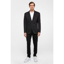 Siyah Regular Fit Mono Yaka 6 Drop Ceket