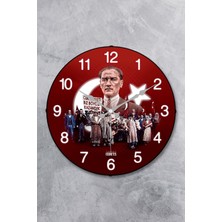 36 cm Gerçek Bombe Cam Akar Saniye Sessiz Mekanizma Dekoratif Atatürk Duvar Saati