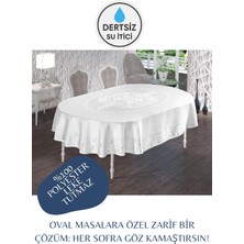 Oval Masa Örtüsü – Su Itici, Leke Tutmaz, Yıkanabilir %100 Polyester Jakarlı Oval Masaörtüsü