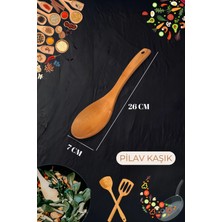 4'lü Doğal Bambu & Kayın Ahşap Mutfak Seti – Geniş Ağızlı Kaşık, Pilav Kaşığı, Küçük Kaşık, Spatula