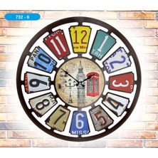 Duvar Saati Dekoratif Londra Motifli Renkli Duvar Saati