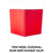 Tay Promosyon Yeni Nesil Kırmızı Cüzdanlı Ruhsat Kılıfı (Kimlik, Kredi Kartlı Deri) 1. Sınıf Kalite 1 Adet