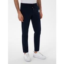 Cacharel Erkek Lacivert Slim Fit Beli Bağcıklı Esnek Klasik Pantolon 50310507-VR033