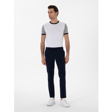 Cacharel Erkek Lacivert Slim Fit Beli Bağcıklı Esnek Klasik Pantolon 50310507-VR033