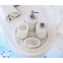 Aurelia Mermer 5 Parça Banyo Seti – Sıvı Sabunluk, Diş Fırçalık, Katı Sabunluk, Pamukluk ve Tepsi