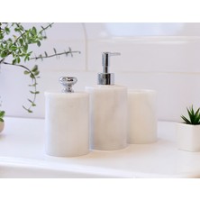 Aurelia Mermer 5 Parça Banyo Seti – Sıvı Sabunluk, Diş Fırçalık, Katı Sabunluk, Pamukluk ve Tepsi