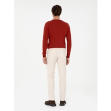 Cacharel Erkek Ekru Slim Fit İnce Fitilli Kadife Kumaş Pantolon 50291246-VR019