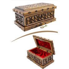 Anahtarlı Takı Kutusu Dikiş Kutusu Ceviz Oyma Kilitli Kutu Ahşap Mücevher Kutusu Kumbara