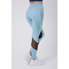 Açık Mavi Yüksek Bel Slim Fit Tayt