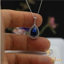 Gece Mavisi Damla Safir Kolye, Lacivert Damla Kolye, Kadınlar Için Harika Hediye, Sevgiliye Hediye